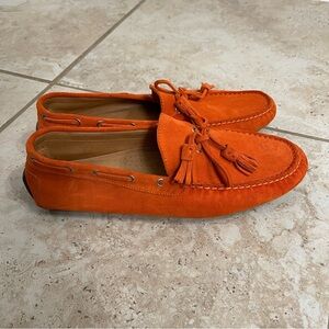 Polo Ralph Lauren men’s tassel Suede orange Loafer Size 10 E Made In Italy shoe